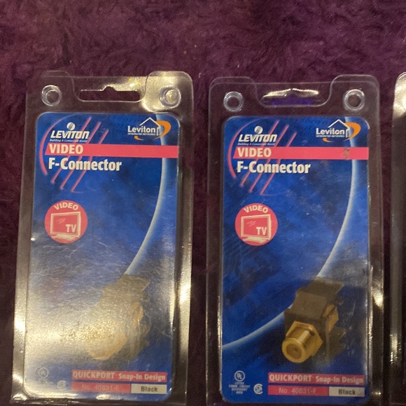 Leviton Black Quickport coax snap in 4 total NIB new tv video rg6 rg59 - Picture 4 of 5